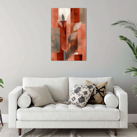 Tableau Terracotta Boho 1 - Feuillages Graphiques Minimalistes