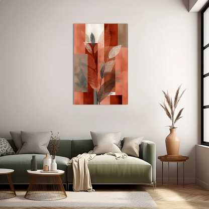 Tableau Terracotta Boho 1 - Feuillages Graphiques Minimalistes