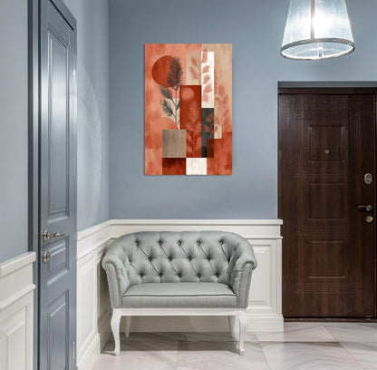Tableau Terracotta Boho 3 – Abstraction en Blocs Géométriques
