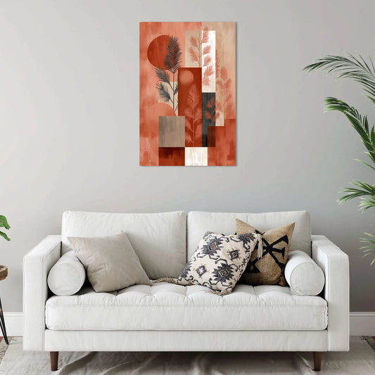 Tableau Terracotta Boho 3 – Abstraction en Blocs Géométriques
