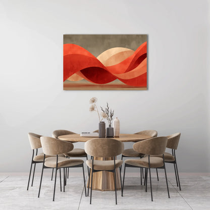 Tableau Vagues des Collines Terracotta – Ondulations carmin sur ciel minéral