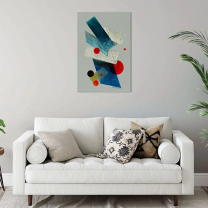 Tableau arctique minimal azur et orbes carmin