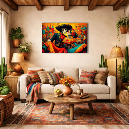 Mexikanisches Calavera-Paar – Ewiger Tanz – Wandbild