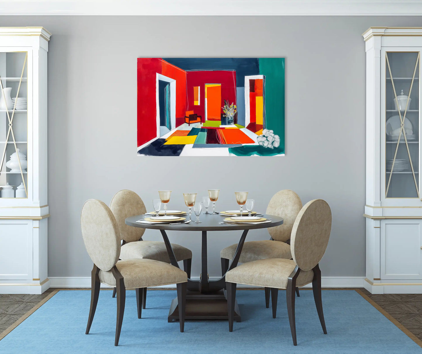 Tableau hygge graphique - interieur carmin