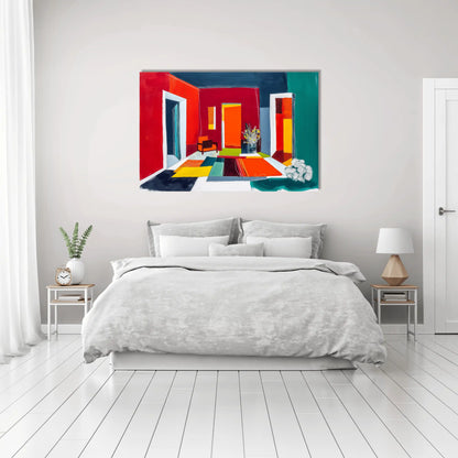 Tableau hygge graphique - interieur carmin