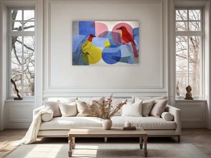 Tableau Nordique 2 - oiseaux et bulles scandinave