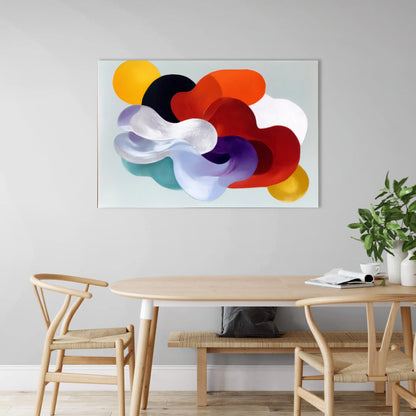 Tableau Organique  - nuage pastel et carmin scandinave