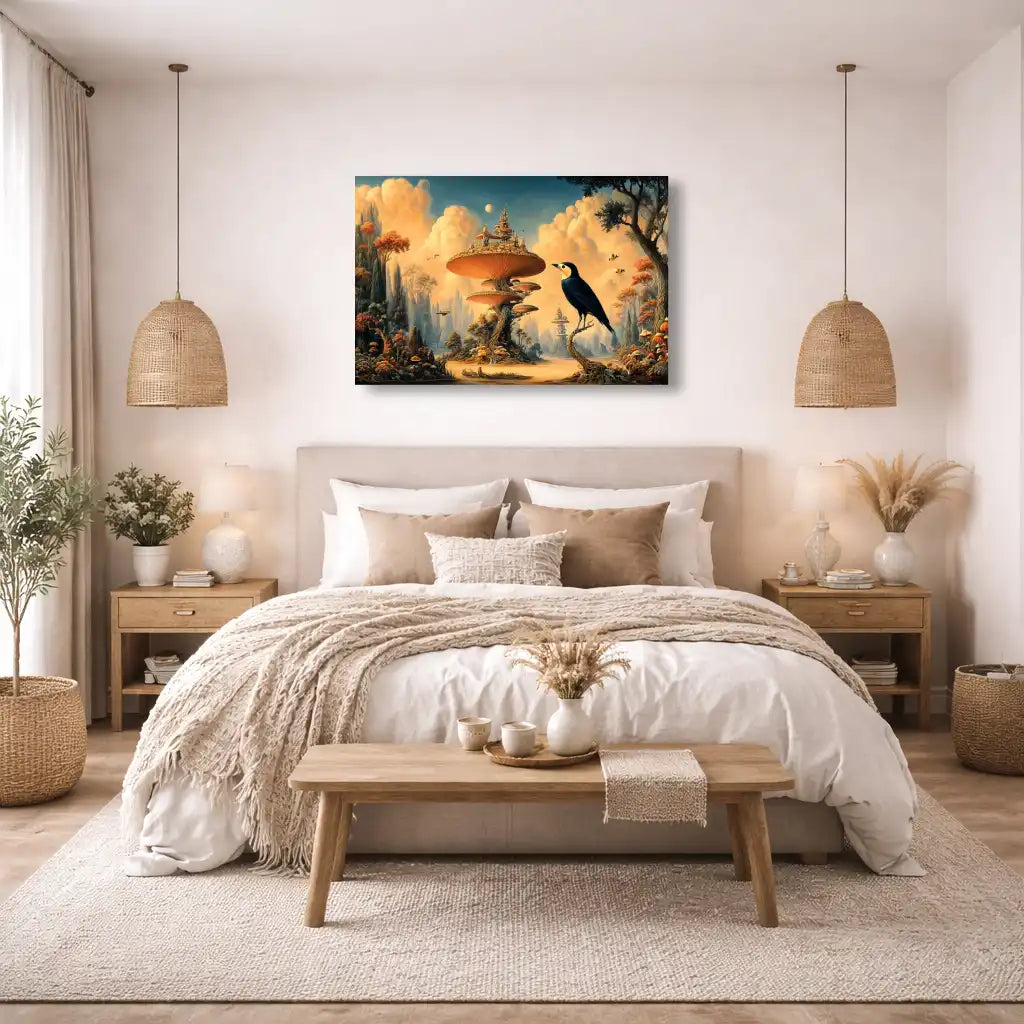 Tableau royaume surréaliste des Champignons