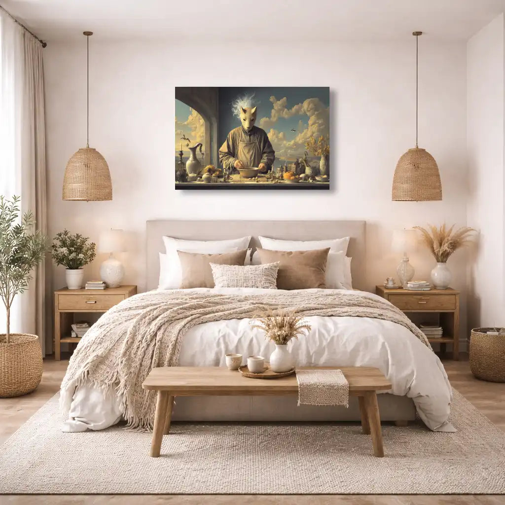 Tableau surréaliste - Alchimiste au Masque de Chat