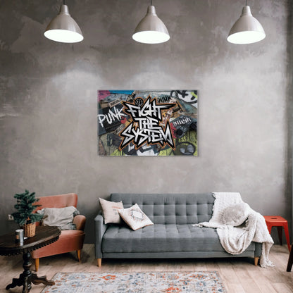 Toile Graffitis Art - Fight The System Affiches, reproductions et œuvres graphiques Art Virtuoso   