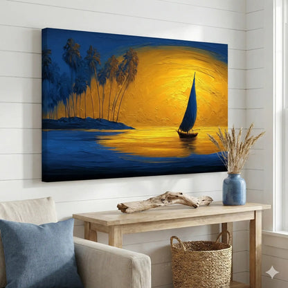 Toile Déco Africaine pour Chambre - Voilier au Soleil