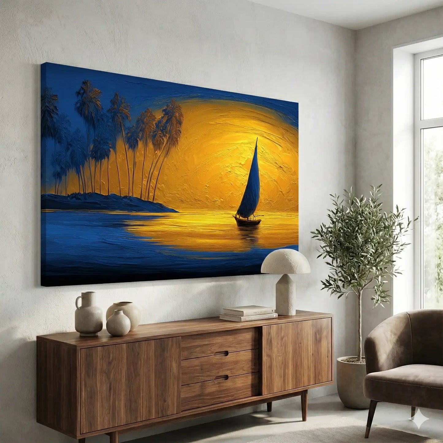 Toile Déco Africaine pour Chambre - Voilier au Soleil