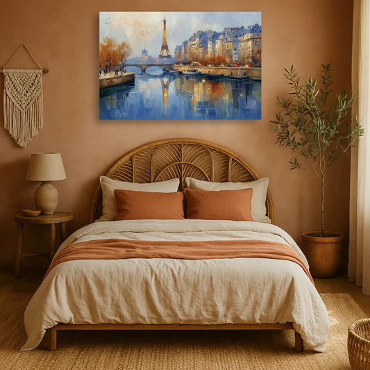 Toile Tour Eiffel sur les rives de la Seine