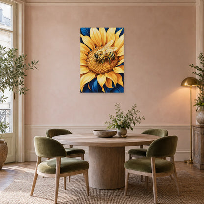 Affiche Abeille dorée – Fleur solaire dans une salle à manger - Art Virtuoso