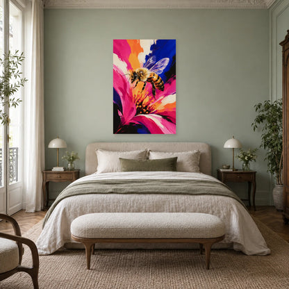 Affiche Abeille peinture – Vibration florale dans une chambre - Art Virtuoso
