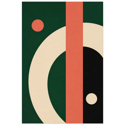 Affiche abstraite - Arc et barre, minimalisme geometrique bauhaus verticale, format 30 × 45 cm