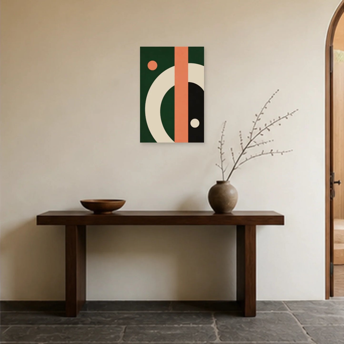 Affiche abstraite - Arc et barre dans une entrée ou un couloir - Art Virtuoso