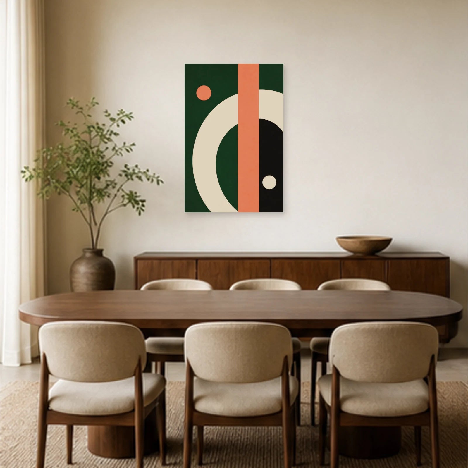 Affiche abstraite - Arc et barre dans une salle à manger - Art Virtuoso
