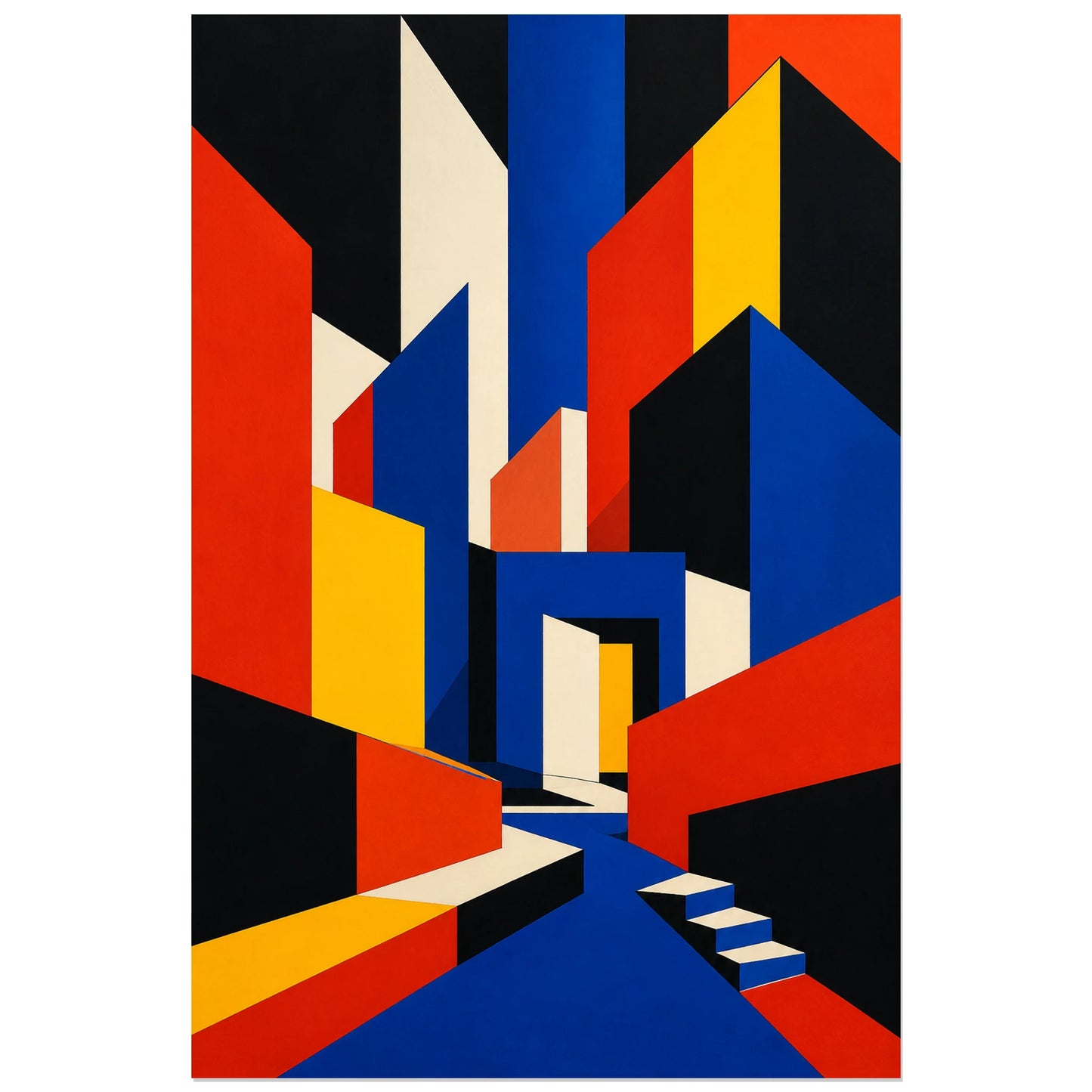 Affiche abstraite - Architecture chromatique, abstraction architecturale geometrique verticale, format 40 × 60 cm