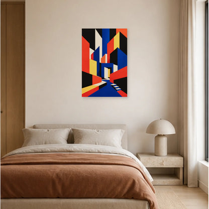 Affiche abstraite - Architecture chromatique dans une chambre - Art Virtuoso