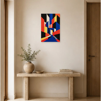 Affiche abstraite - Architecture chromatique dans une entrée ou un couloir - Art Virtuoso