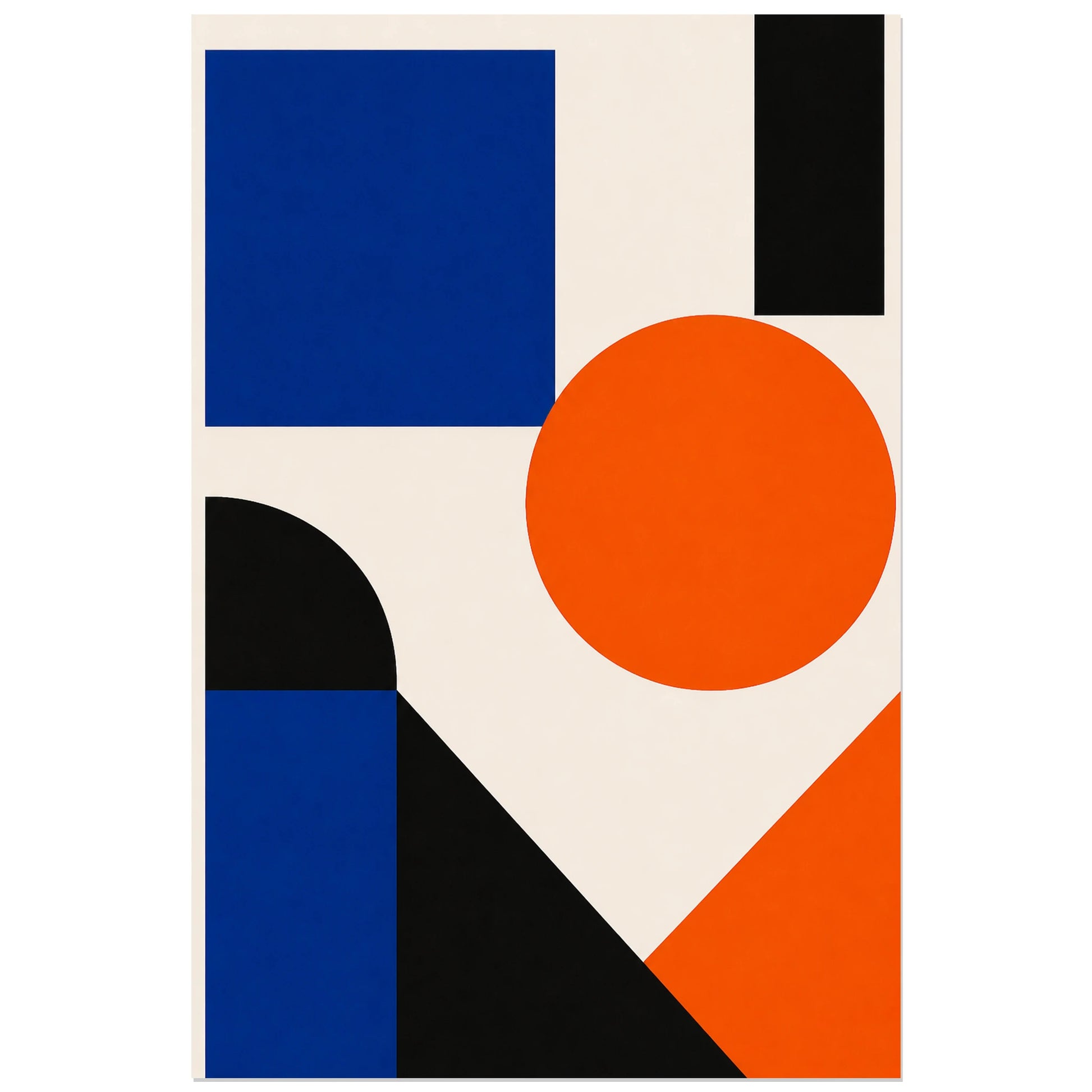 Affiche abstraite - Bleu et orange, composition geometrique bauhaus minimaliste verticale, format 30 × 45 cm