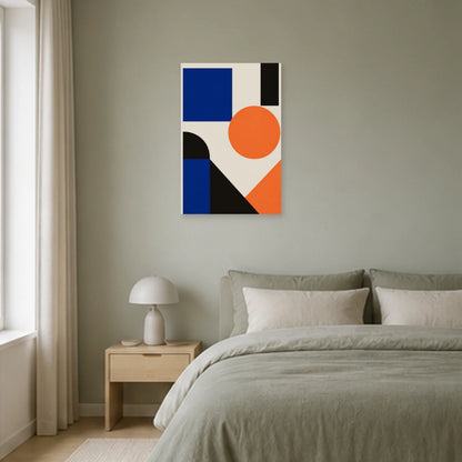 Affiche abstraite - Bleu et orange dans une chambre - Art Virtuoso