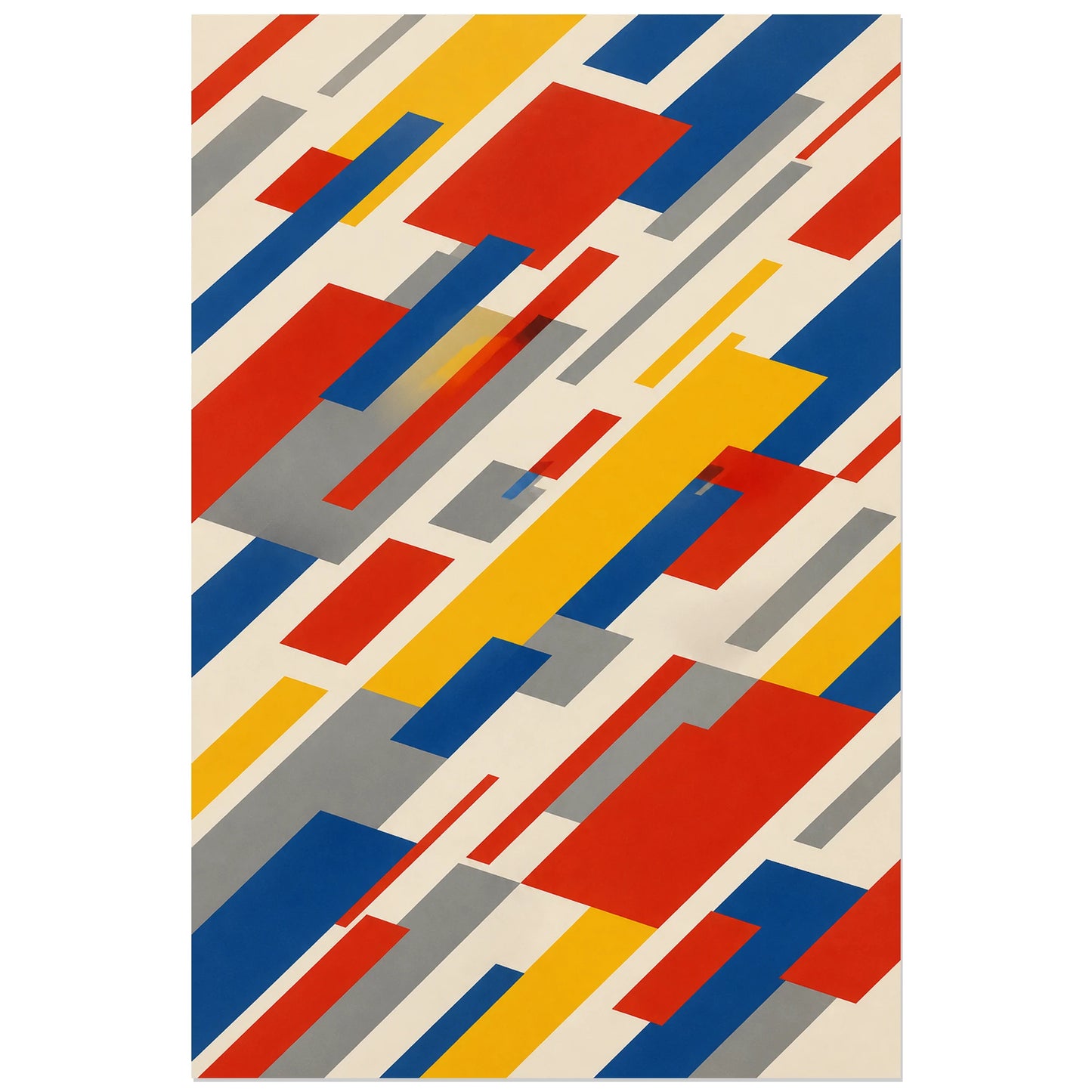 Affiche abstraite - Blocs en mouvement, abstraction geometrique dynamique verticale, format 30 × 45 cm