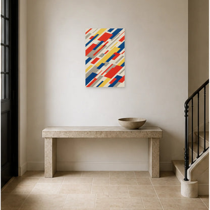 Affiche abstraite - Blocs en mouvement dans une entrée ou un couloir - Art Virtuoso