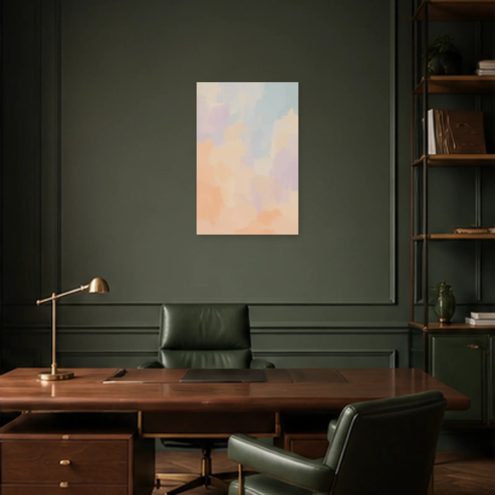 Affiche abstraite - Brume pastel dans un bureau - Art Virtuoso