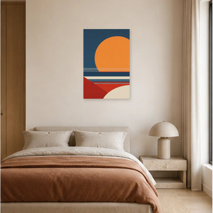 Affiche abstraite - Cercle et horizon dans une chambre - Art Virtuoso
