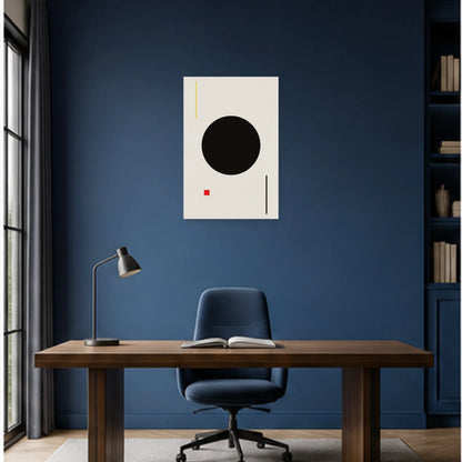 Affiche abstraite - Cercle noir dans un bureau - Art Virtuoso