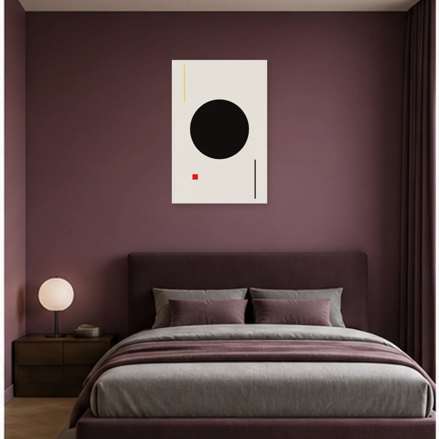 Affiche abstraite - Cercle noir dans une chambre - Art Virtuoso