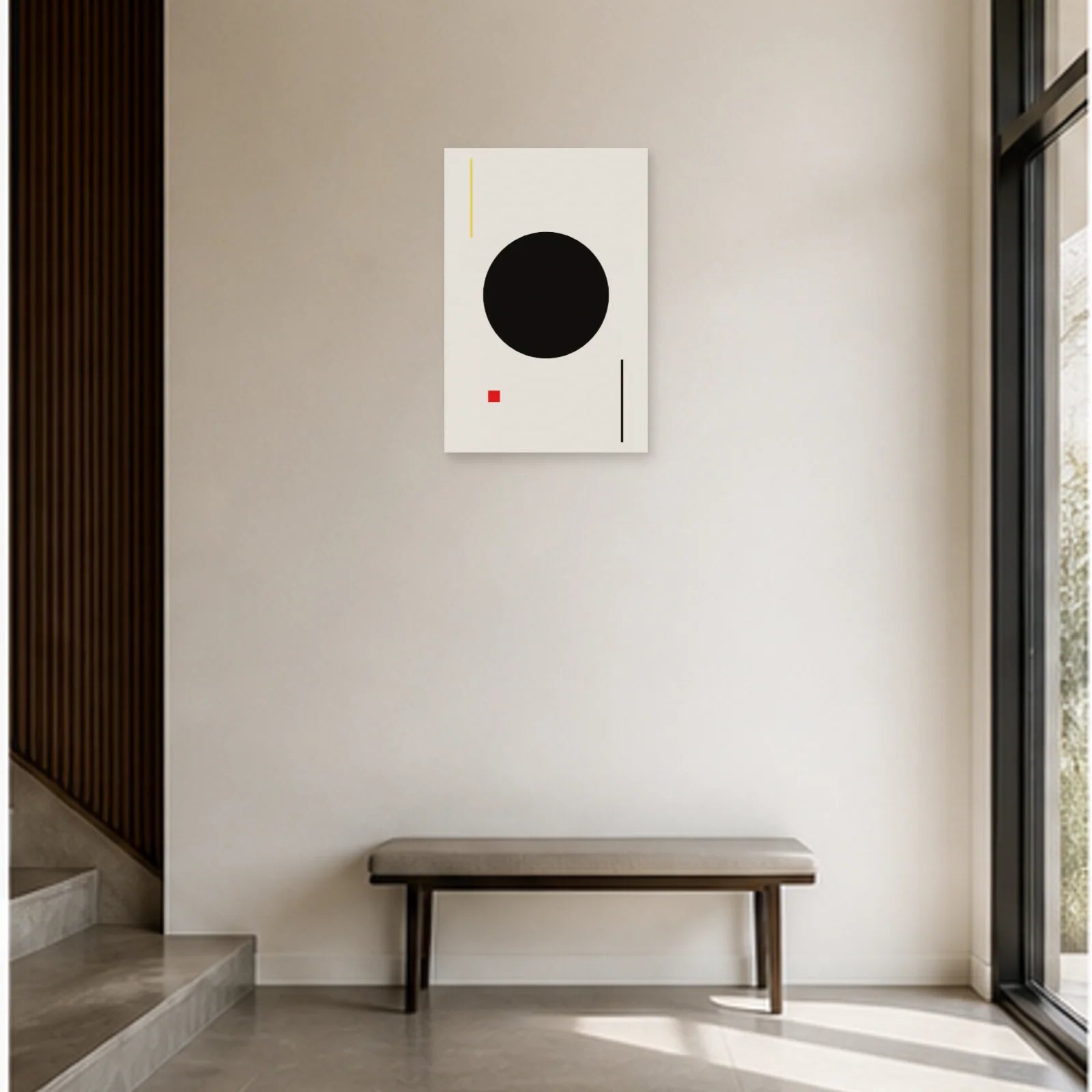 Affiche abstraite - Cercle noir dans une entrée ou un couloir - Art Virtuoso