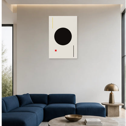 Affiche abstraite - Cercle noir dans un salon - Art Virtuoso