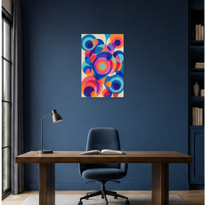 Affiche abstraite - Cercles simultanés dans un bureau - Art Virtuoso