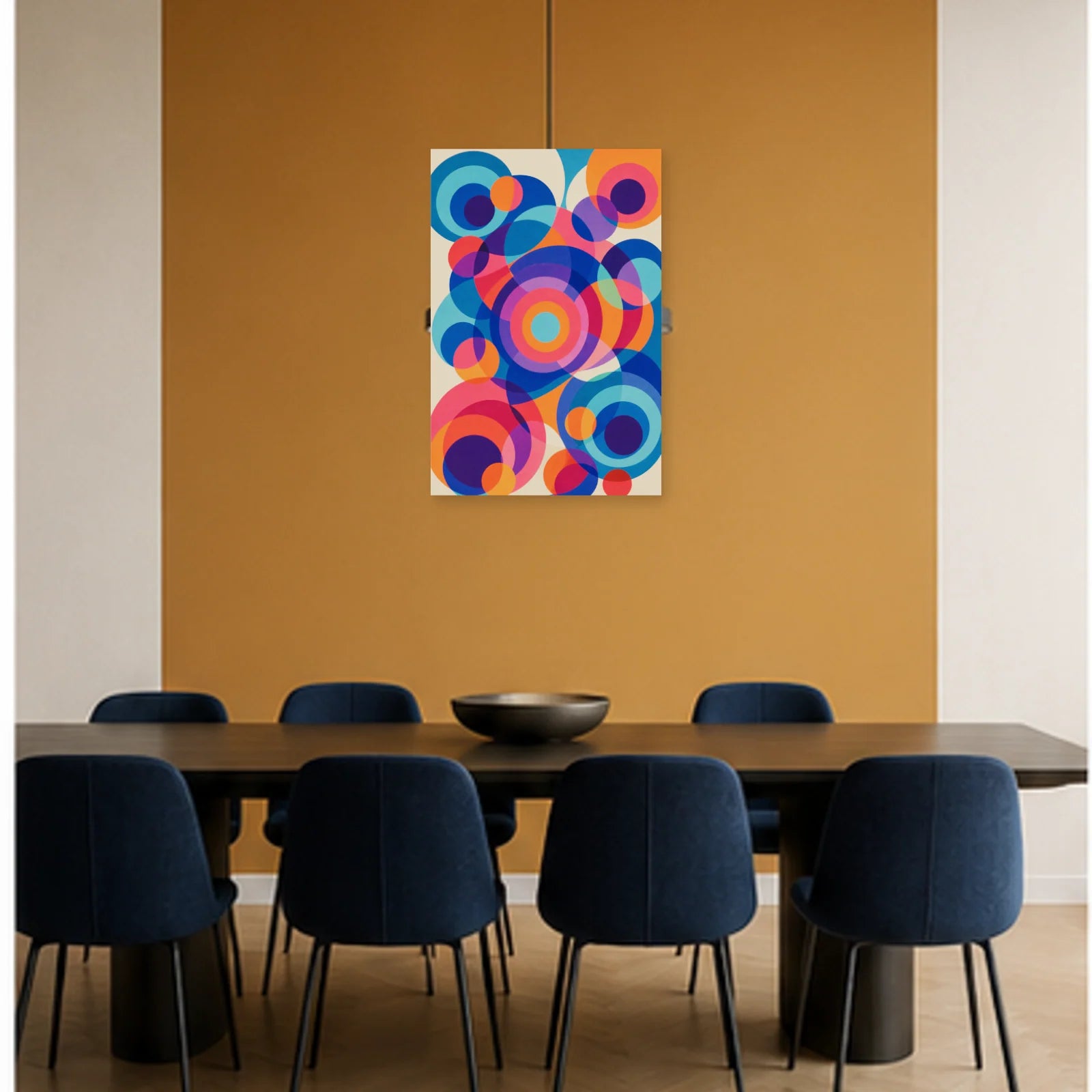 Affiche abstraite - Cercles simultanés dans une salle à manger - Art Virtuoso