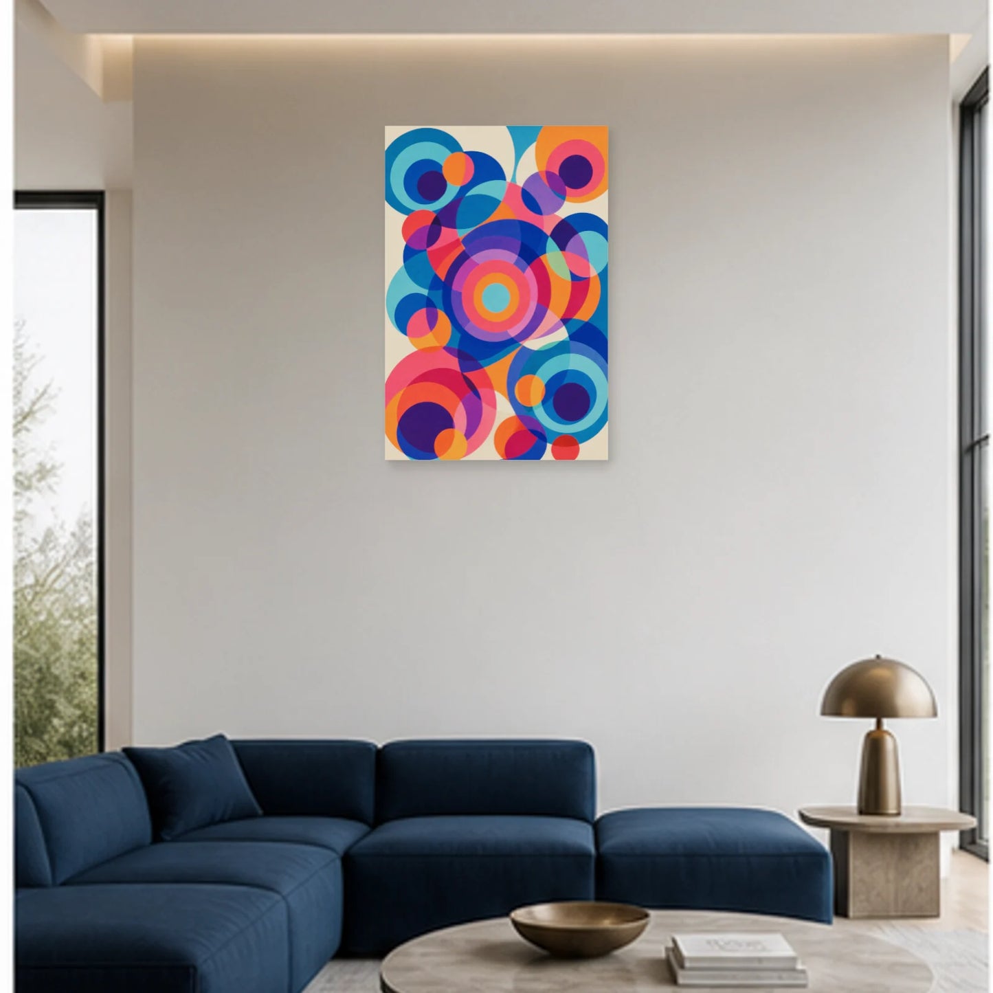 Affiche abstraite - Cercles simultanés dans un salon - Art Virtuoso