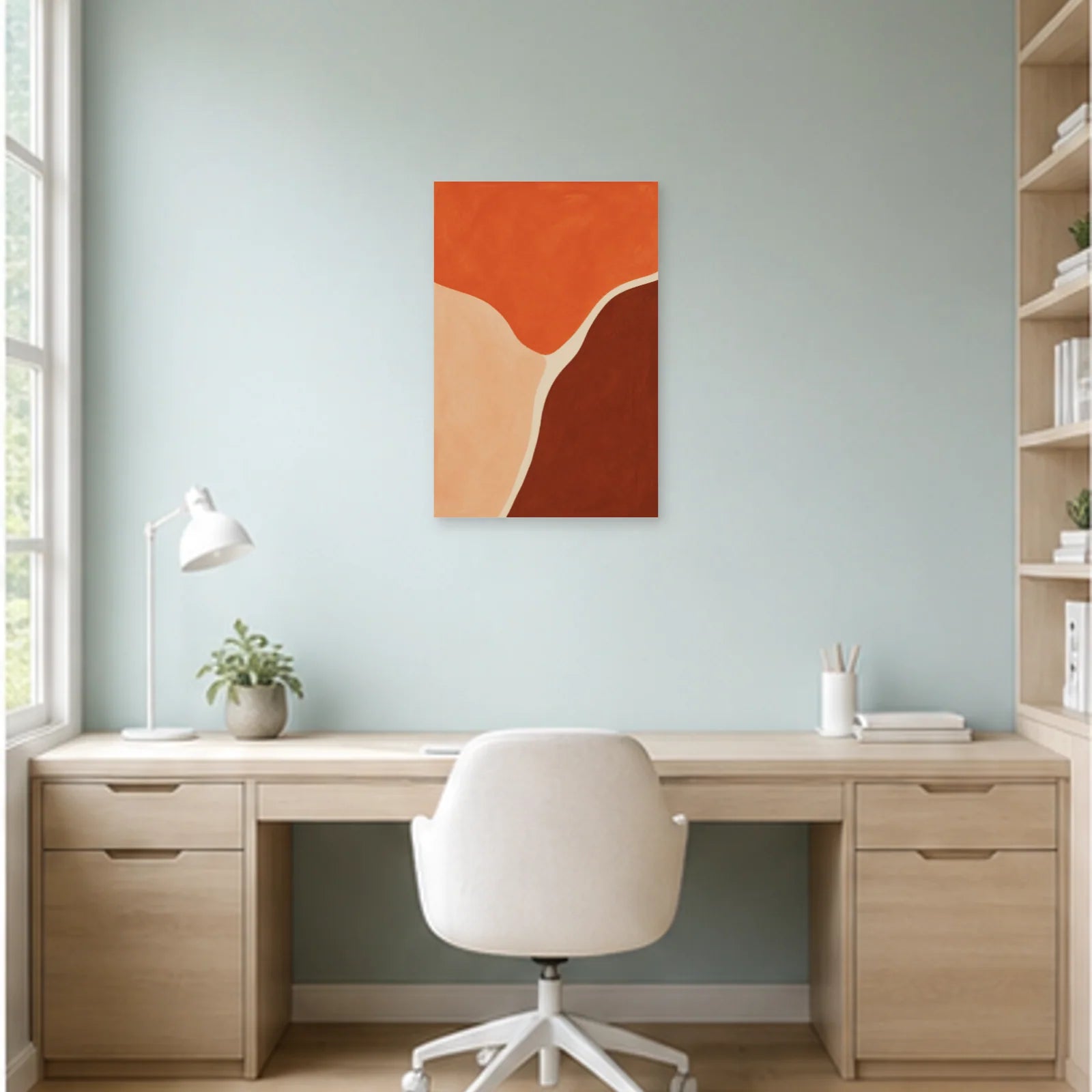 Affiche abstraite - Champ terracotta dans un bureau - Art Virtuoso
