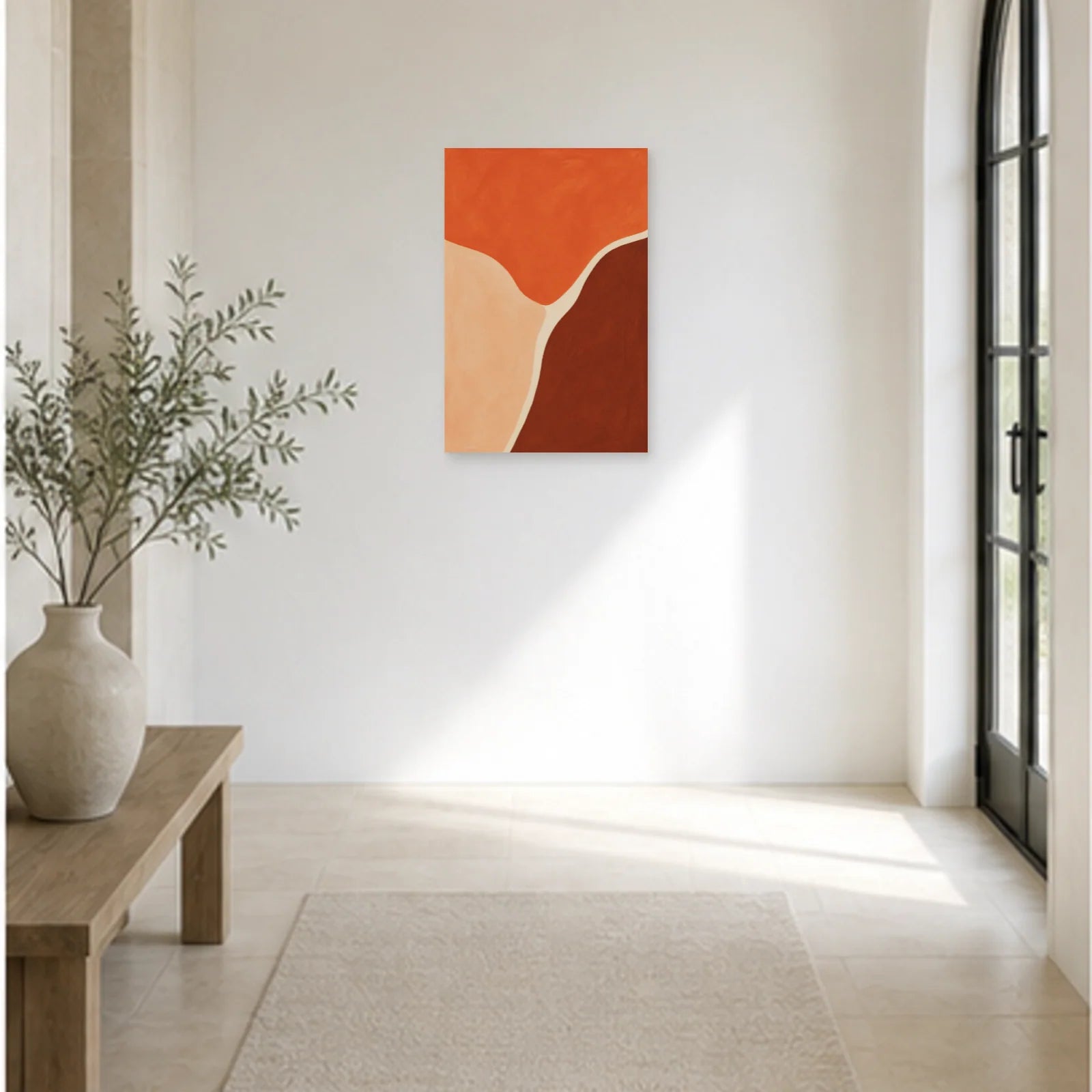Affiche abstraite - Champ terracotta dans une entrée ou un couloir - Art Virtuoso