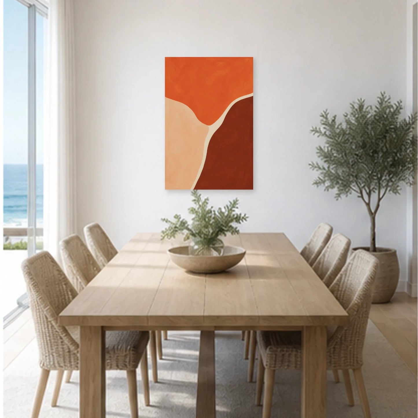 Affiche abstraite - Champ terracotta dans une salle à manger - Art Virtuoso