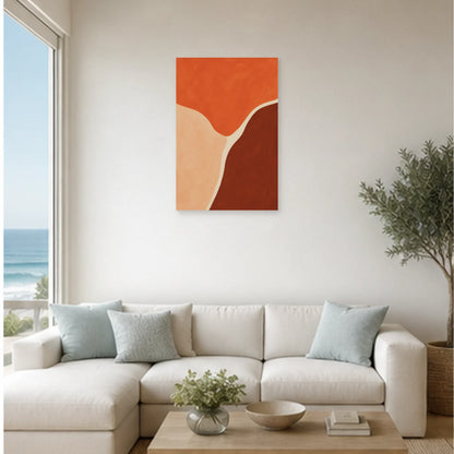 Affiche abstraite - Champ terracotta dans un salon - Art Virtuoso