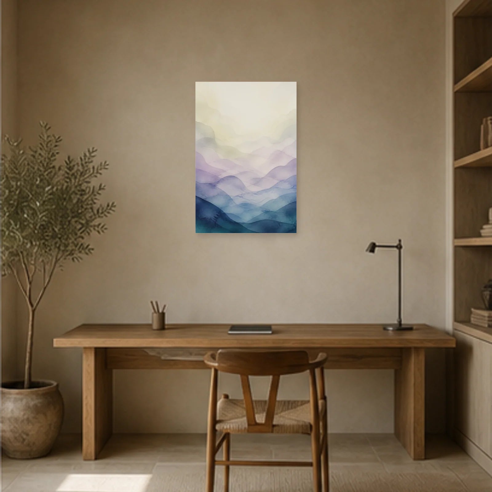 Affiche abstraite - Champs de brume dans un bureau - Art Virtuoso