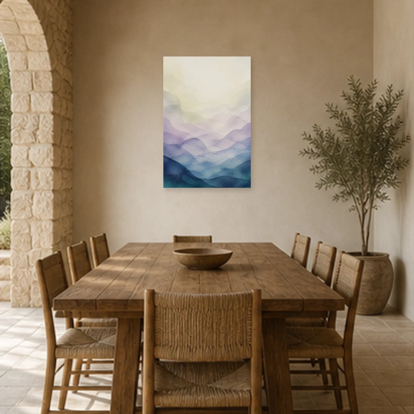 Affiche abstraite - Champs de brume dans une salle à manger - Art Virtuoso