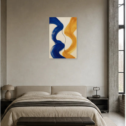 Affiche abstraite - Cobalt et ocre dans une chambre - Art Virtuoso