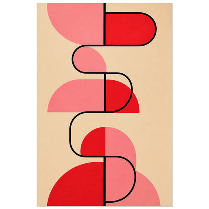 Affiche abstraite - Composition rose, composition graphique mid-century verticale, format 30 × 45 cm