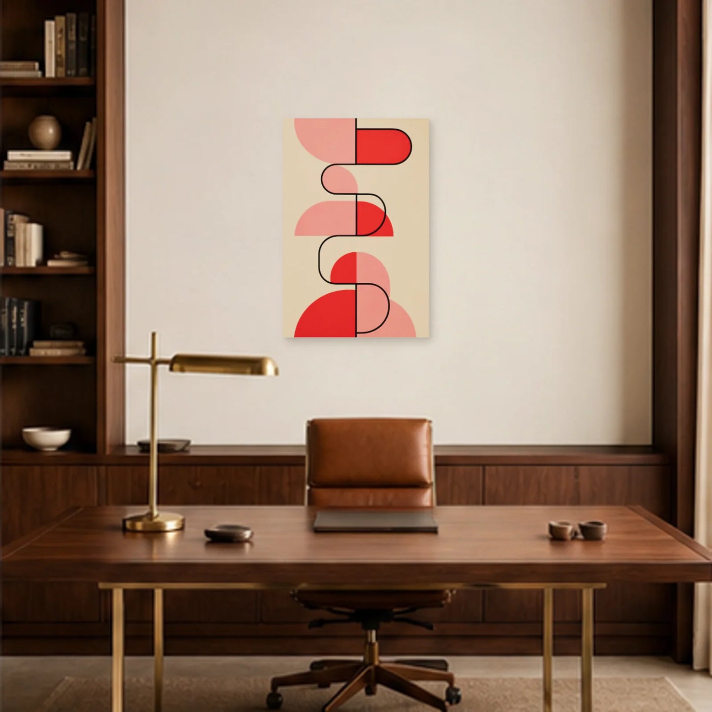 Affiche abstraite - Composition rose dans un bureau - Art Virtuoso