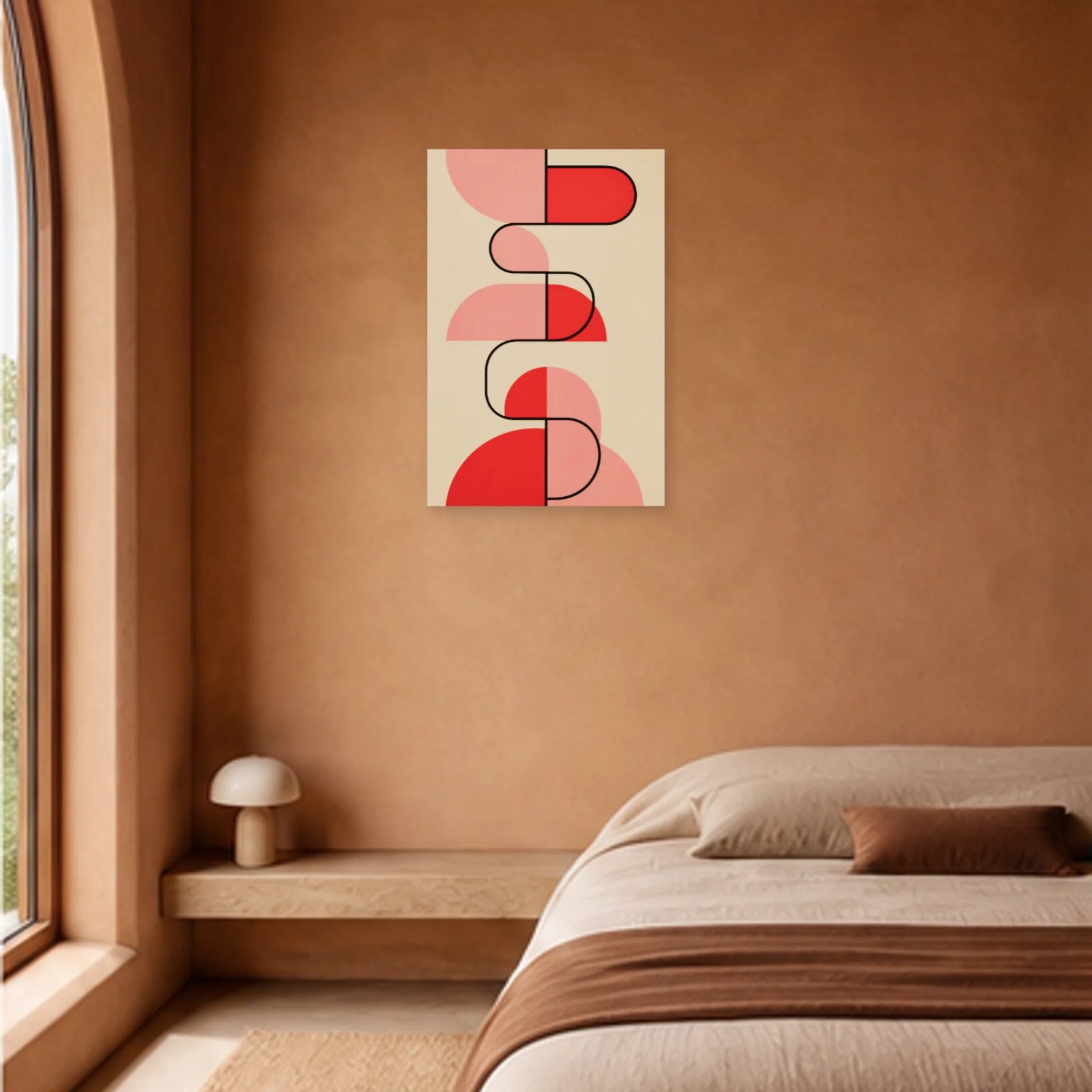 Affiche abstraite - Composition rose dans une chambre - Art Virtuoso