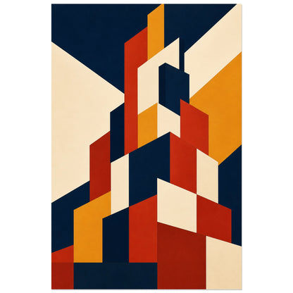 Affiche abstraite - Construction ascendante, construction geometrique ascendante verticale, format 40 × 60 cm