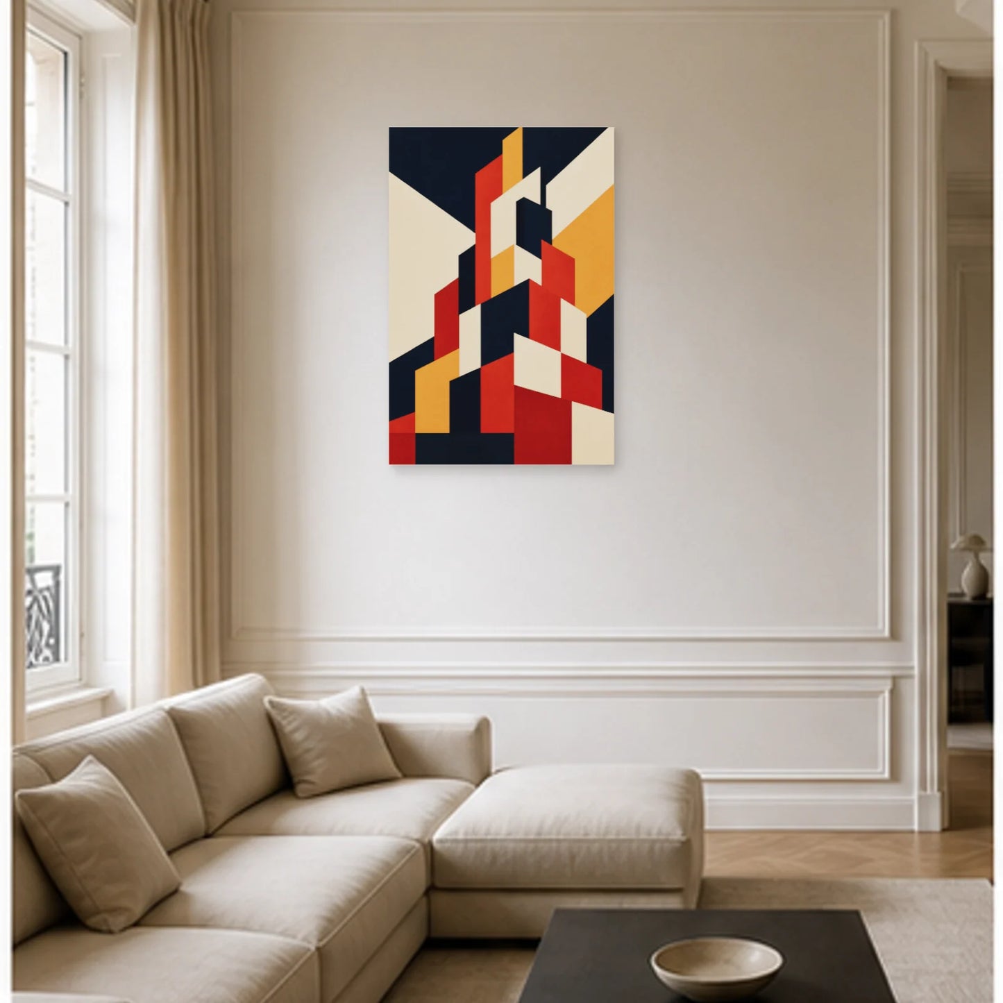Affiche abstraite - Construction ascendante dans un salon - Art Virtuoso